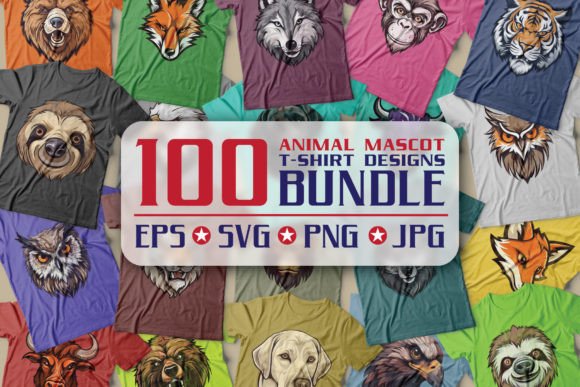 Animal Mascot T-shirts BUNDLE: Graphics & Illustrations