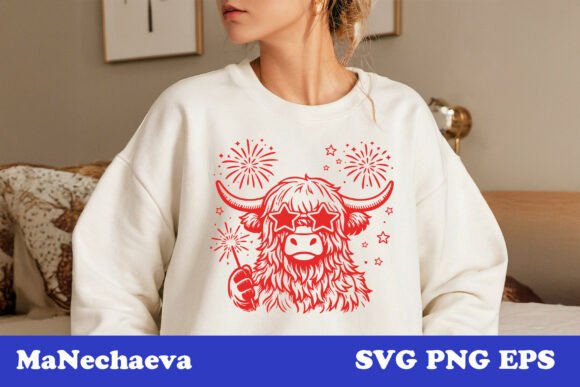 Cute 4th of July Cow SVG for T-Shirt Designs & Graphics
