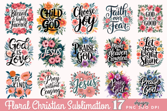 Floral Christian Graphics for T-Shirt Designs