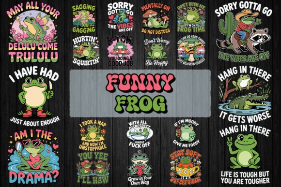 Funny Frog SVG Bundle: Graphics for T-Shirt Designs