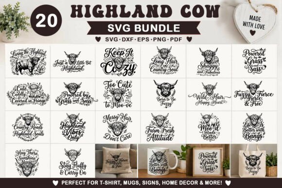 Highland Cow SVG Graphics for T-Shirt Designs