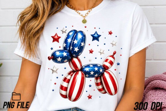Patriotic Balloon Dog Graphics for T-Shirt Designs