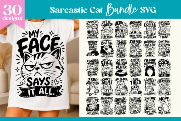 Sarcastic Cat Quotes SVG Bundle: Graphics for T-Shirt Designs